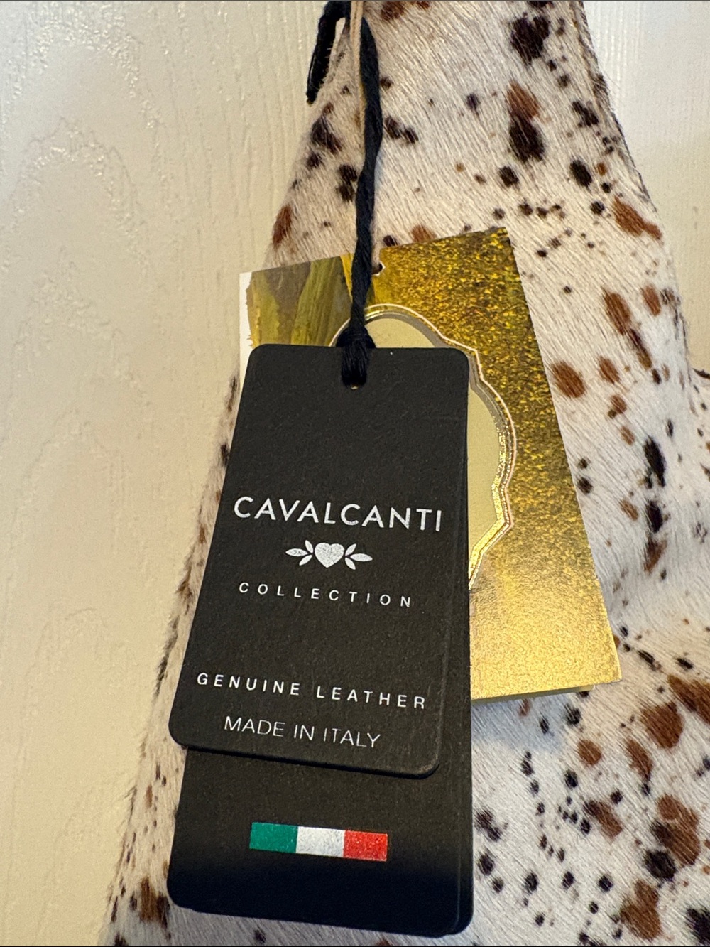 BNWT CAVALCANTI Cowhide Brown Black Speckle Shoulder Bag Genuine Italian Leather - Picture 3 of 13